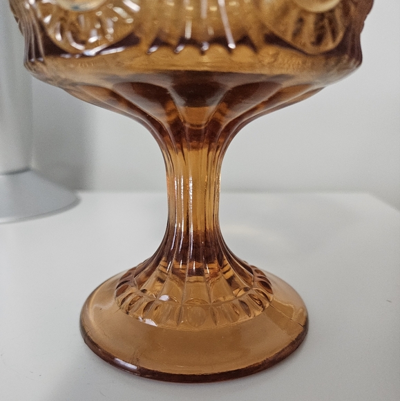 Fenton Amber Cameo Glass Compote - Picture 2 of 7